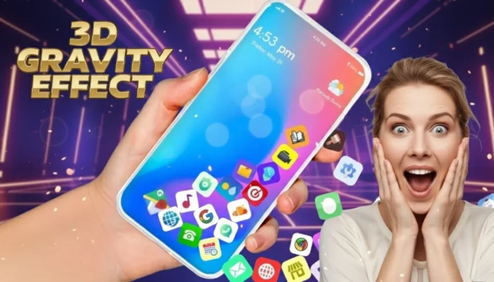 Moving phone screen setup tutorial by Aman Lalani from Technical Masterminds showing 3D home screen motion effect on Android.
